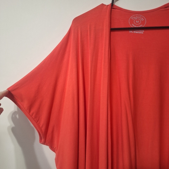 Papillon Bamboo Open Front Batwing Cardigan Orange Red Medium - Picture 7 of 8